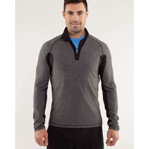 Lululemon Blaze 1/2 Zip Mens XXL Shirt Long Sleeve Heathered Black Grey